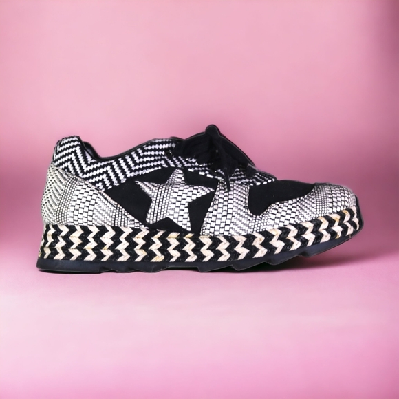 Stella Mccartney Sneakers Macy Lace Up Athletic Wedge Espadrilles Shoes Size 38 - Picture 2 of 12